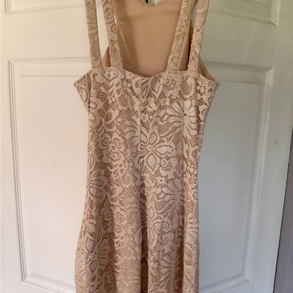 BCX Lace Glitter Embellished Dress in Gold